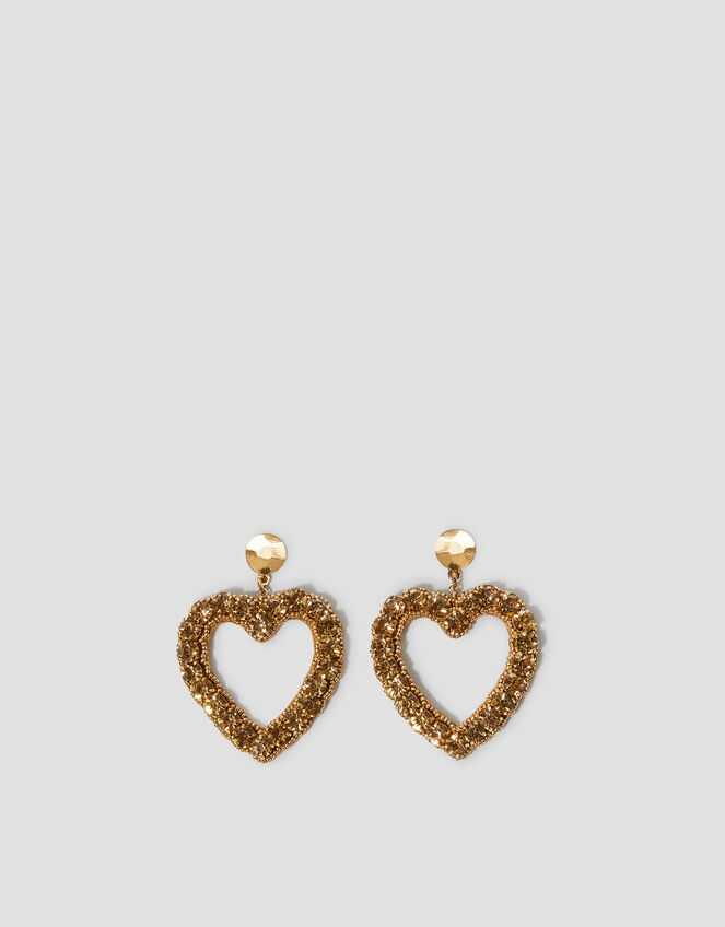 Gemstone Heart Drop Earrings, , large
