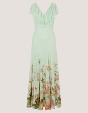 Aimee Floral Print Ruffle Maxi Dress, Green (SAGE), large