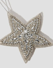 Embellished Star Christmas Tree Decoration, Silver (SILVER), large