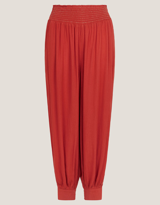 Reese Shirred Harem Trousers, Orange (RUST), large