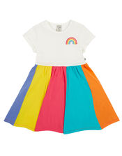 Frugi Rainbow Jersey T-Shirt Dress, Multi (MULTI), large