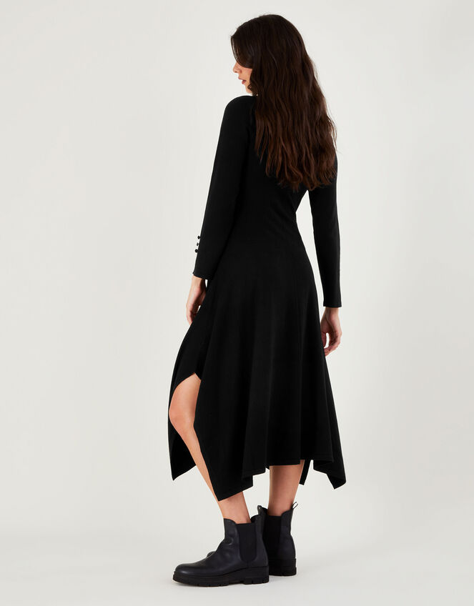 Cut-Out Hanky Hem Dress with LENZING™ ECOVERO™, Black (BLACK), large