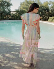 Piti Cuiti Pineapple Embroidered Maxi Dress, White (WHITE), large