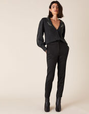 Slim Jacquard Trousers, Black (BLACK), large