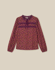 Sophie Floral Print Jersey Top, Red (RED), large