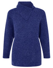 LOUNGE Split Neck Knit Jumper , Blue (COBALT), large