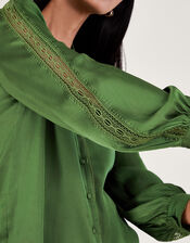 Annaleigh Lace Insert Shirt , Green (GREEN), large