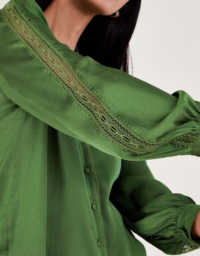 Annaleigh Lace Insert Shirt , Green (GREEN), large