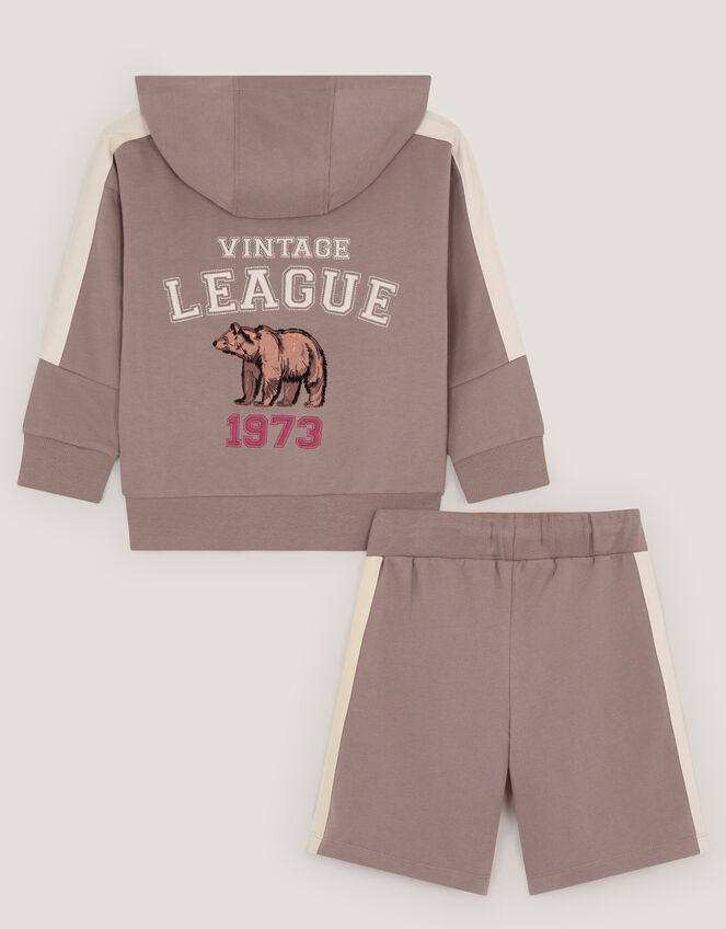 League Hoodie & Shorts Set, Brown (BROWN), large
