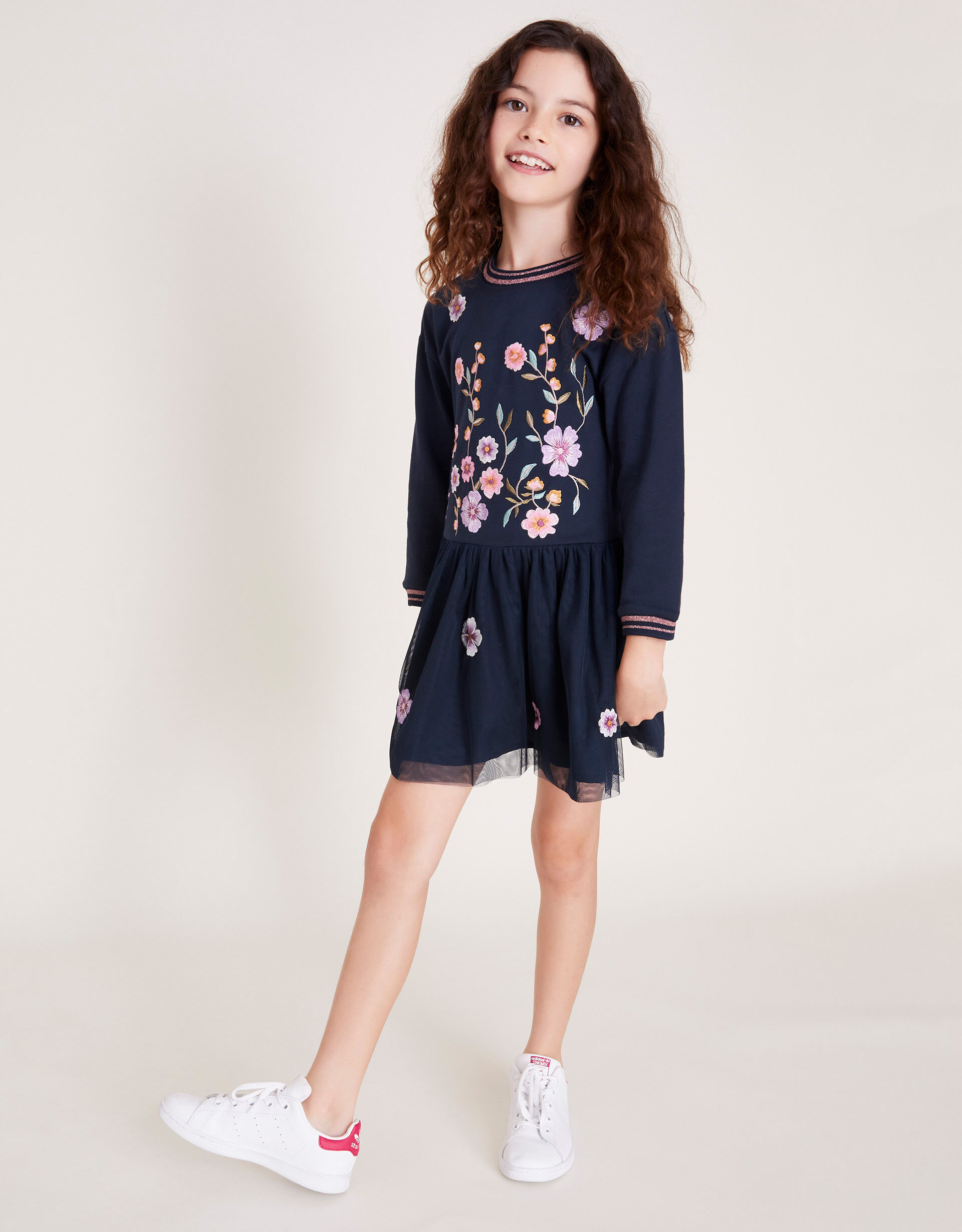 Monsoon navy flower girl dress clearance