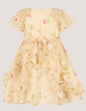 Baby Ditsy Floral Ruffle Party Dress, Yellow (LEMON), large