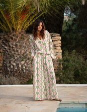 La Galeria Elefante Star Print Wide Leg Trousers, Orange (PEACH), large