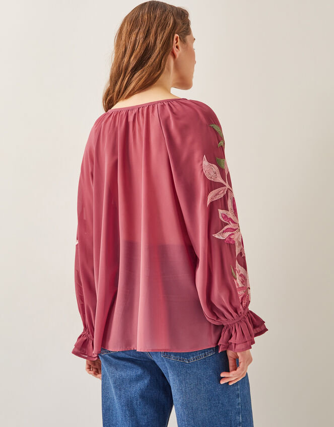 Natalia Embroidered Ruffle Blouse, Pink (PINK), large