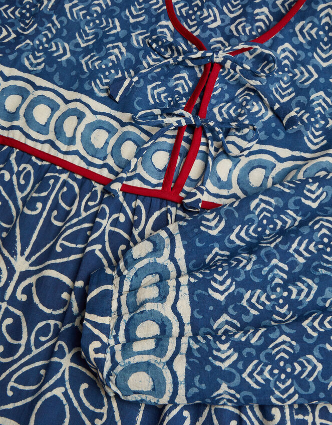 La Galeria Elefante Donna Woodblock Printed Dress, Blue (BLUE), large