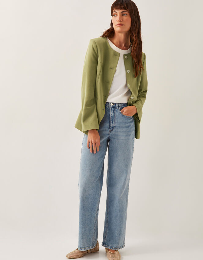 Adeline Shoulder Pad Suit Jacket, Green (GREEN), large