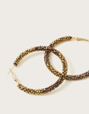 Textured Beaded Hoops, , large