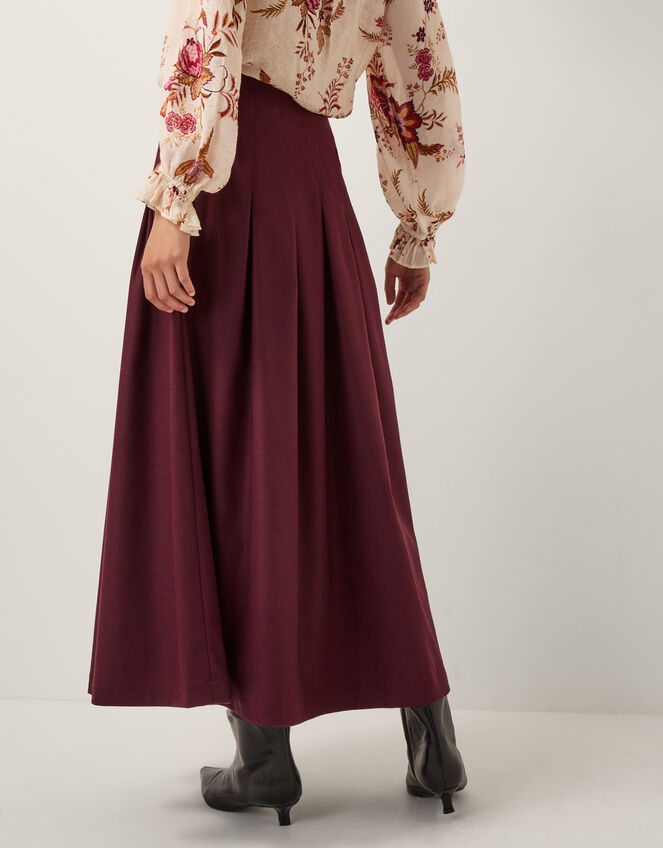 Dani Pleat Midi Skirt, Purple (AUBERGINE), large