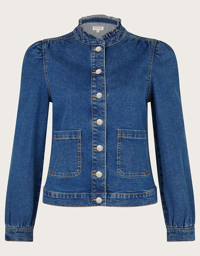 Louisa Frill Denim Jacket, Blue (DENIM BLUE), large