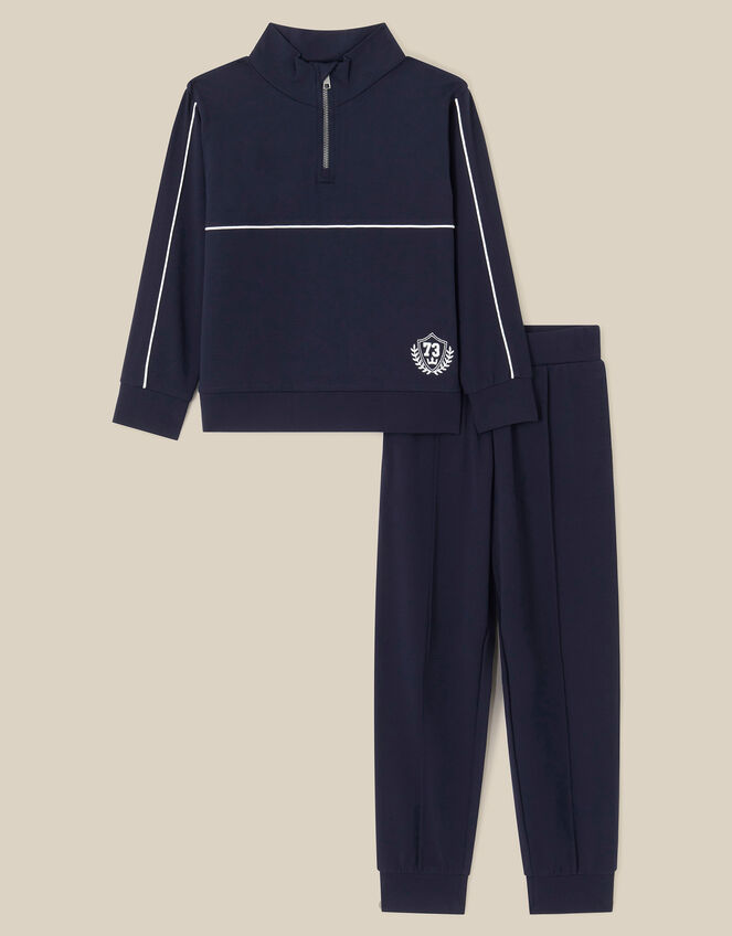 Logo Half Zip Sweatshirt & Joggers Set, Blue (NAVY), large