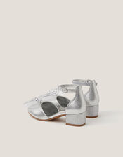 Diamanté Bow Metallic Two-Part Heels, Silver (SILVER), large