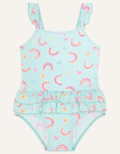 Butterfly and Rainbow Print Swimsuit, Green (MINT), large