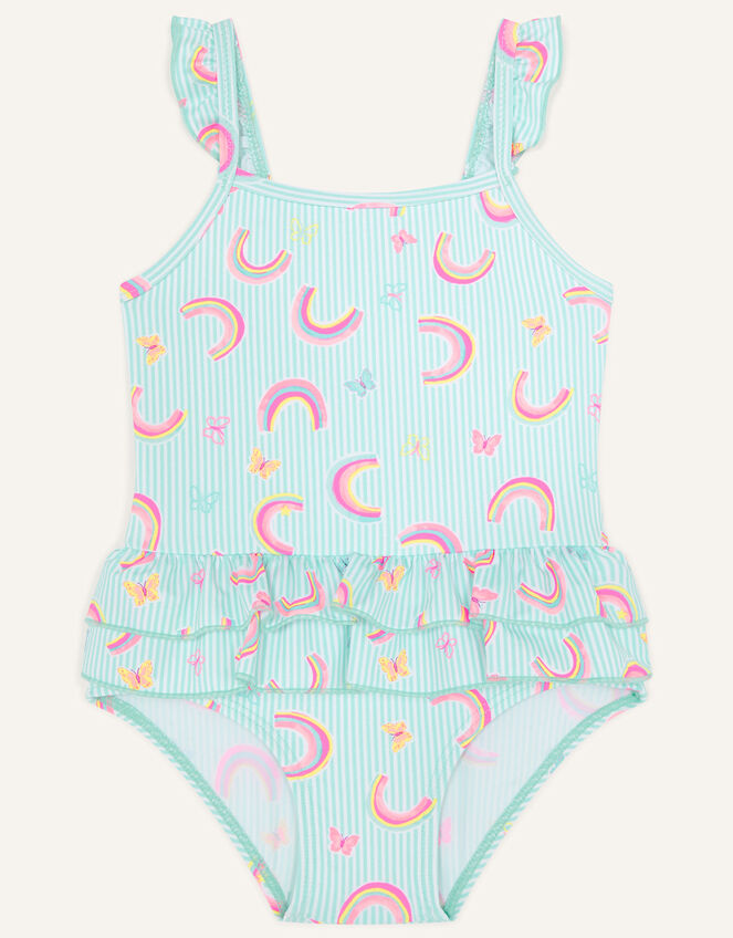Butterfly and Rainbow Print Swimsuit, Green (MINT), large