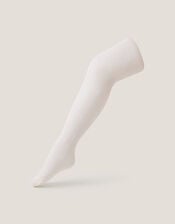 Semi-Sheer Bow Tights, White (WHITE), large