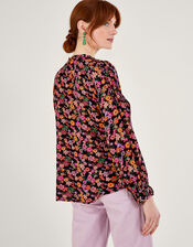 Ditsy Floral Pintuck Blouse in LENZING™ ECOVERO™, Orange (ORANGE), large