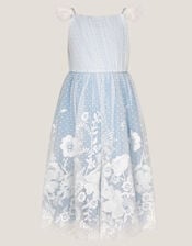 Abigail Floral Embroidered Dress, Blue (BLUE), large