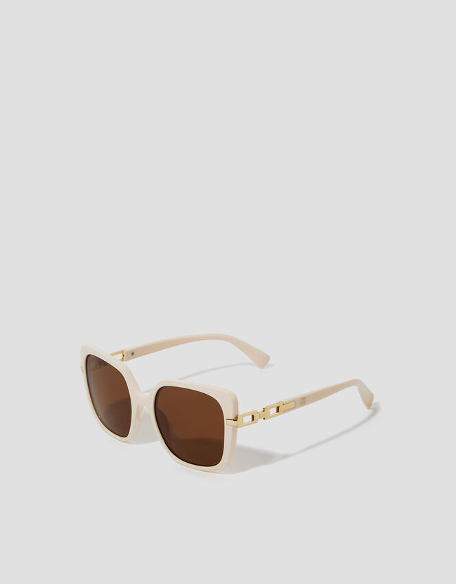 Link Square Sunglasses, Cream (CREAM), large