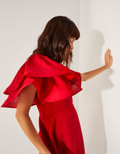 Patricia Ruffle Sleeve Midi Dress, Red (RED), large