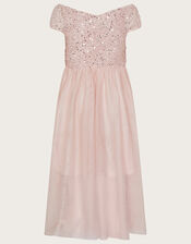 Abigail Sequin Bardot Prom Dress, Pink (PINK), large