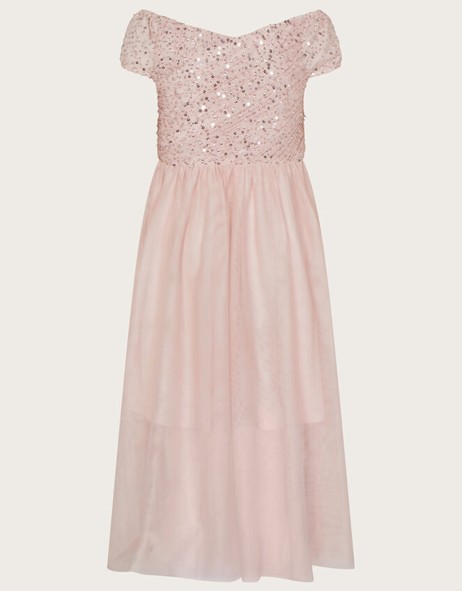 Abigail Sequin Bardot Prom Dress, Pink (PINK), large