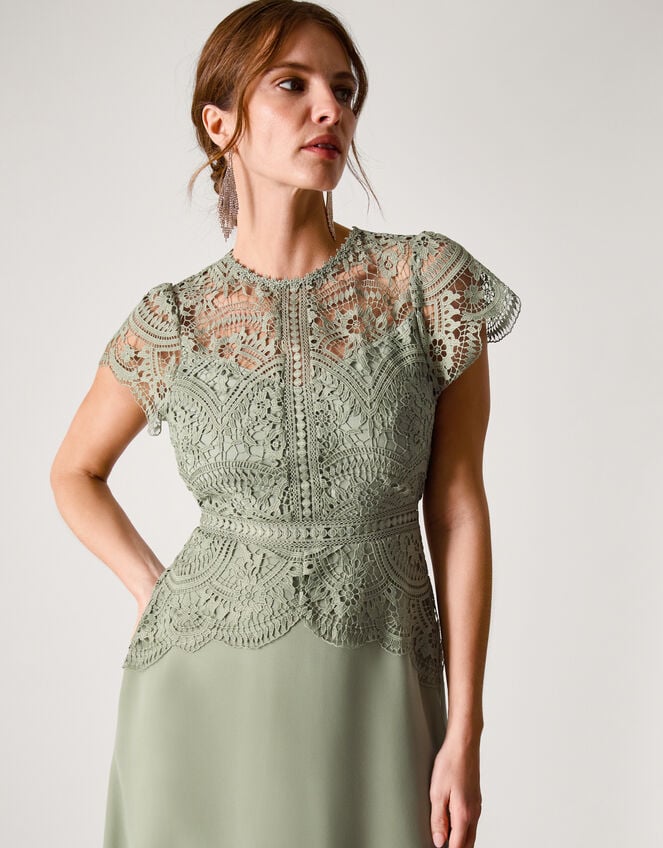 Monica Lace Midi Bridesmaid Dress, Green (PALE GREEN), large