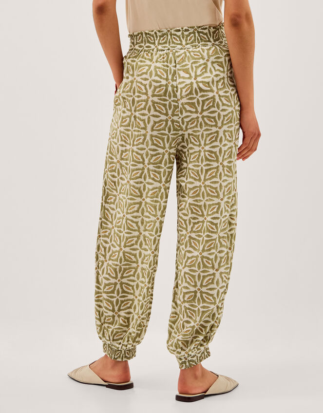 Elma Print Balloon Trousers, Green (KHAKI), large