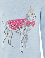 Spot Sequin Dog Top in Organic Cotton, Blue (PALE BLUE), large