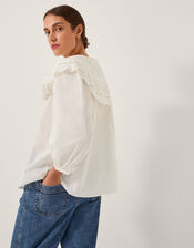 Connie Puff Sleeve Collar Blouse, Ivory (IVORY), large