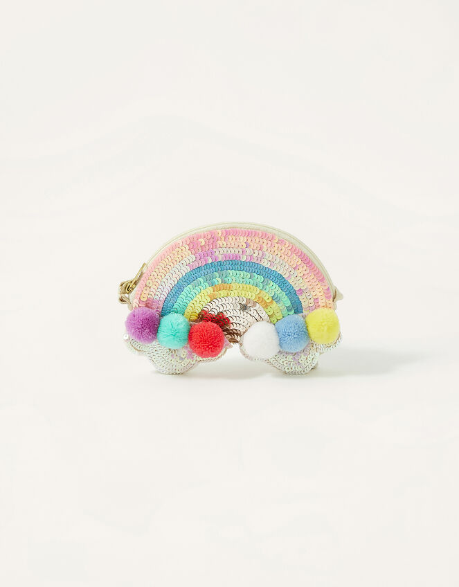 Rainbow Pom Sequin Bag, , large