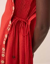 Cheryl Embroidered Side Tie Dress, Red (RED), large