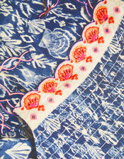 Mermaid Print Smocked Culotte Jumpsuit, Blue (BLUE), large