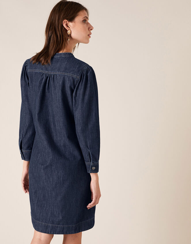 Knee-Length Denim Dress, Blue (BLUE), large