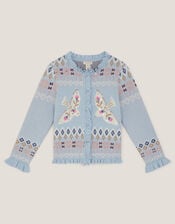 Swallow Fair Isle Cardigan, Blue (BLUE), large