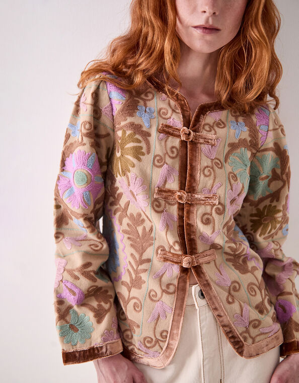 East Calla Embroidered Jacket, Camel (BEIGE), large