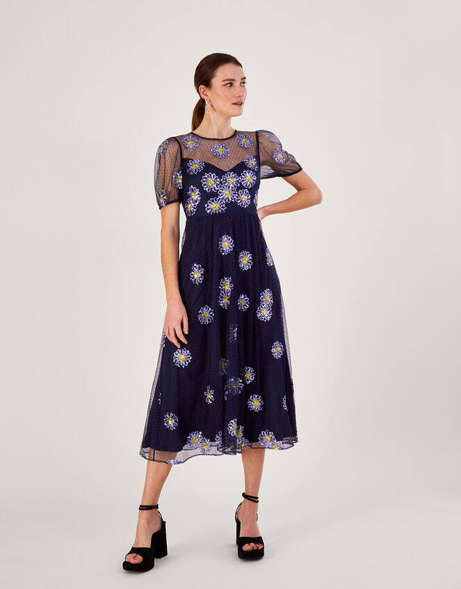 Nellie Embellished Midi Dress, Blue (NAVY), large