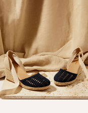 Cut-Out Detail Tie Up Espadrille Wedges, Blue (NAVY), large