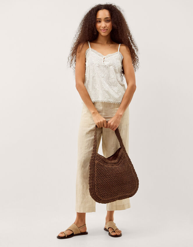 Rosie Embroidered Cami Top, White (WHITE), large