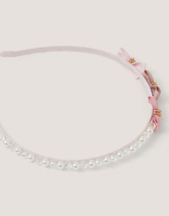 Triple Bow Pearl Hairband, , large