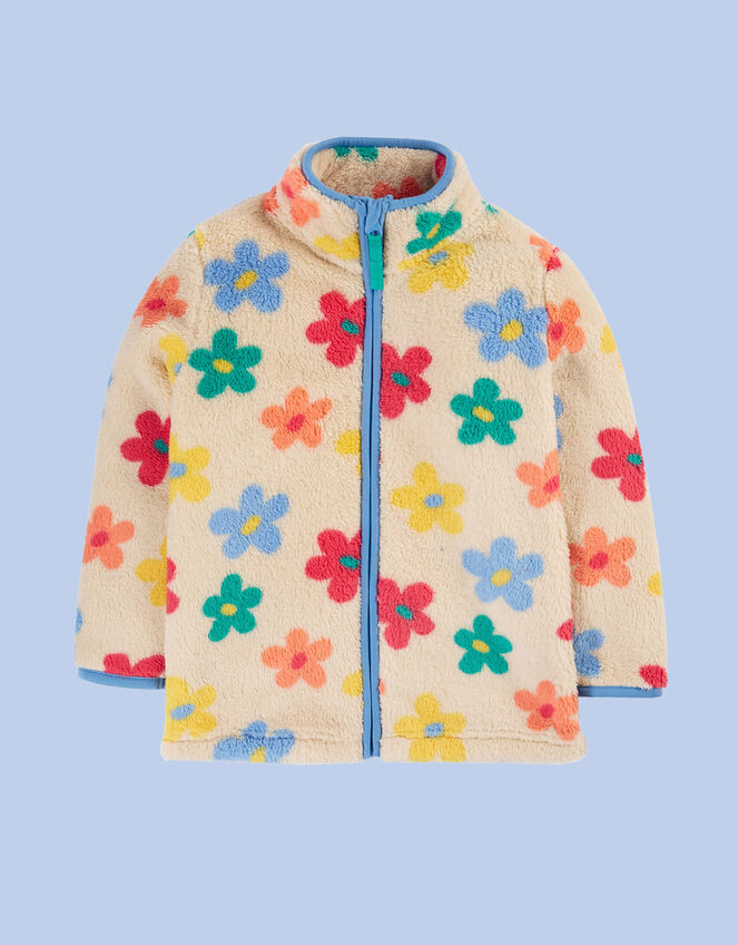 Frugi Flower Print Zip Fleece, Multi (MULTI), large