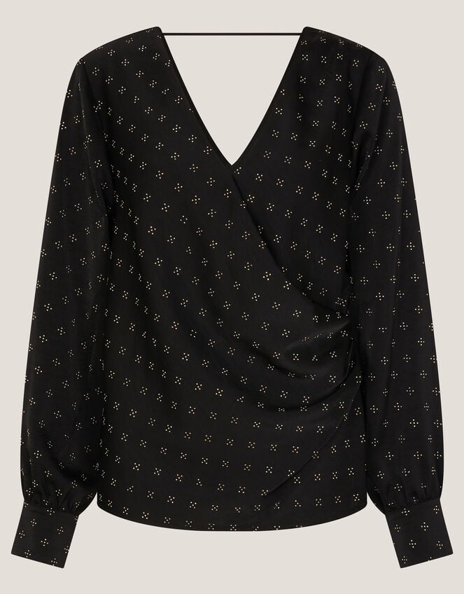 Margo Hotfix Long Sleeve Blouse, Black (BLACK), large