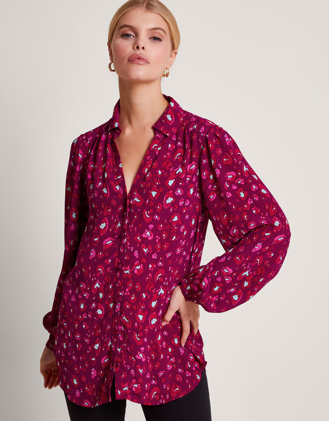 Sara Animal Print Blouse, Pink (PINK), large